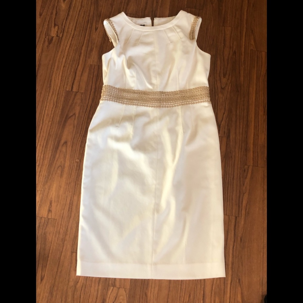 Anne Klein White and Tan Dress